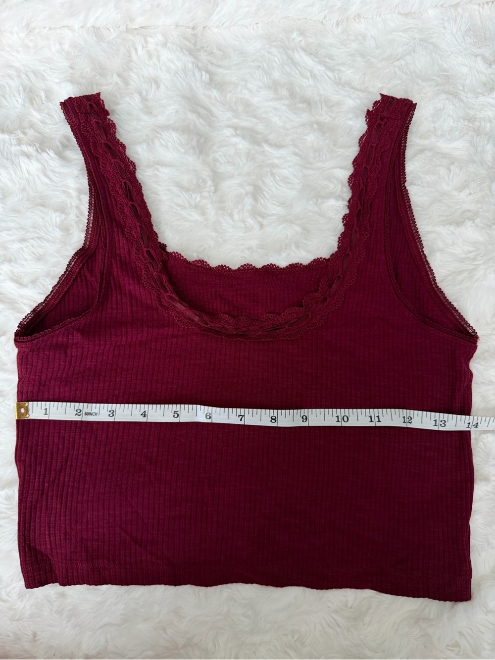 Cotton Rib Lace Cropped Tank - Picture 3 of 6